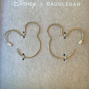 NIB Disney Baublebar Mickey Gold Tone Pierced Earrings